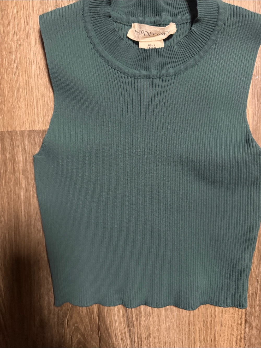 Sleeveless Ribbed Tank — Teal Green